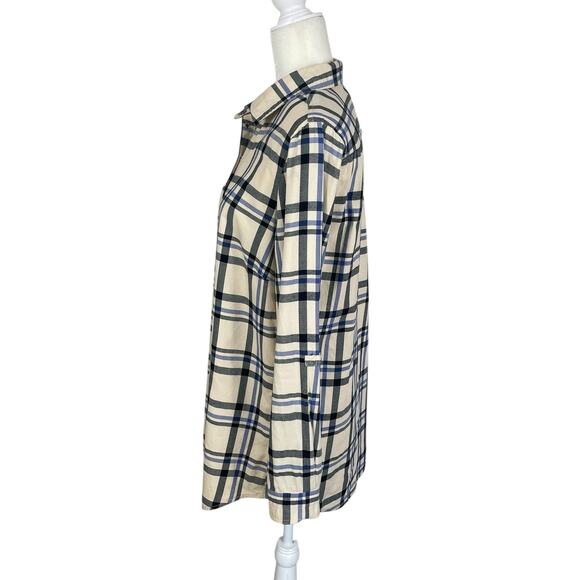 Tyler Boe Tina Plaid Tunic Top Brushed Cotton Size Medium Casual Effortless - Picture 3 of 10